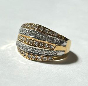 K18/Pt900 メレダイヤモンド付きリング
