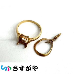 K18 金 ゴールド リング トップ 石取れ 歪み 破損有り