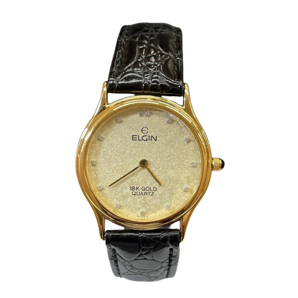 ELGIN 18K GOLD QUARTZ