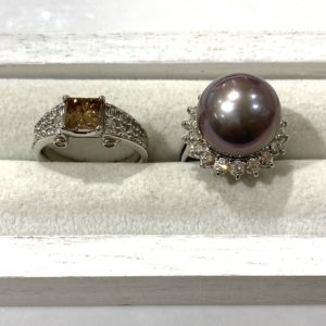 【Pt900ジュエリーリングまとめ】ブラウンダイヤ・パール・プラチナ900・貴金属