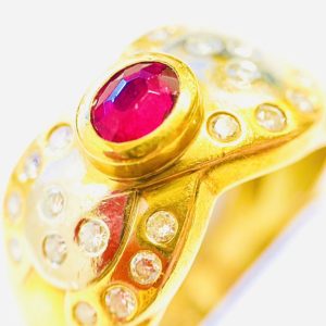 K18 Pt850 ルビー コンビリング アクセサリー