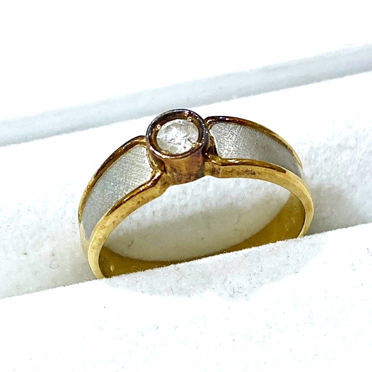 ダイヤモンド K18 PT900 コンビリング (スイートテンダイヤモンド)｜リング 