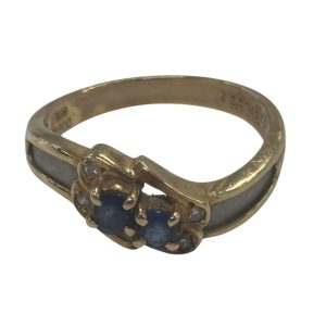 K18 Pt900 18金 サファイア メレダイヤ リング