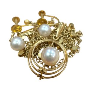 K18 18金 パール付き ネックレス イヤリング