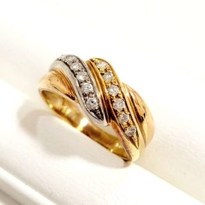 K18 Pt900 18金プラチナ メレダイヤ付き コンビリング 指輪 アクセサリー