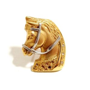 K18 Pt900 18金プラチナ コンビ メレダイヤ付き ピンバッチ