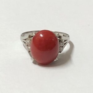 Pt900 (プラチナ 900)  リング 指輪 赤珊瑚 レッドコーラル ジュエリー|根室市