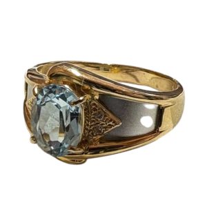 K18&Pt900 ハーフコンビ リング 石付き