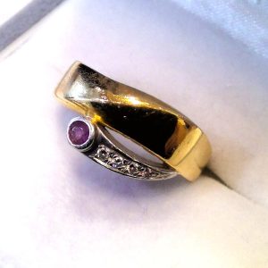 K18/Pt850 ルビーコンビリング