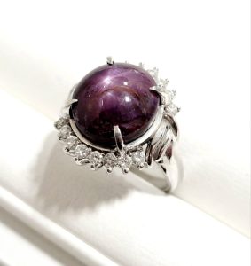 Pt900 スターサファイア メレダイヤ付き プラチナ リング 指輪 アクセサリー