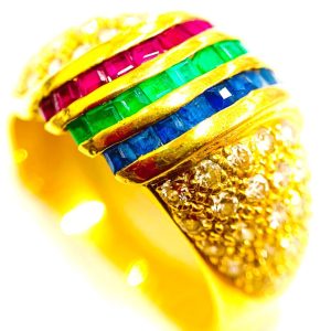 K18 ルビー エメラルド サファイア ダイヤモンド ゴールドリング アクセサリー
