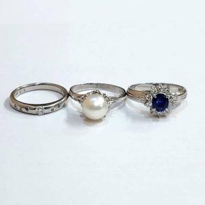 Pt900(プラチナ 900) メレダイヤ パール サファイア リング 指輪 ジュエリー|根室市駒場町