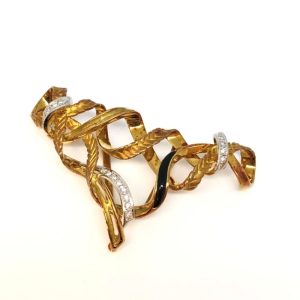 K18/Pt900　18金/プラチナ900　ブローチ