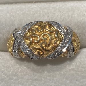 K18 Pt900 メレダイヤモンド  コンビ ハーフ リング