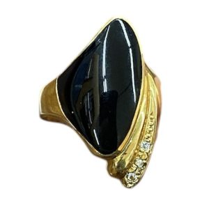 K18 ブラックストーン＆ダイヤモンド リング