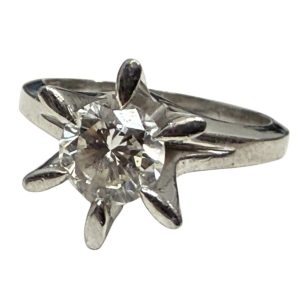 Pt900 1ctダイヤモンド付 立て爪リング