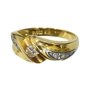 Pt900ベースK18 ゾイサイトキャッツアイ2.49ct＆メレダイヤ1.46