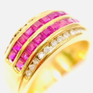 K18 ルビー メレダイヤモンド ゴールドリング アクセサリー