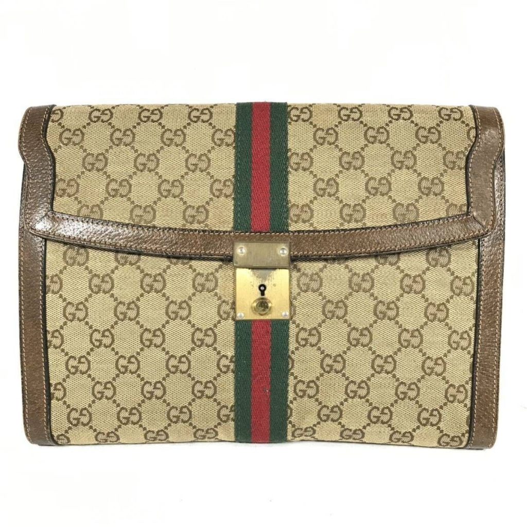 GUCCi グッチ クラッチバッグ GGキャンバス シェリーライン