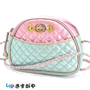 GUCCI グッチ ショルダーバッグ ラミネートキルティング バイカラー ホースビット