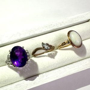 【ジュエリーまとめ【函館市】K18・K9・Pt900リングをまとめて高価買取|アメジスト・オパール・スピネルなど色石付きジュエリー】K18 K9 Pt900 アメジスト オパール スピネル リング 石あり