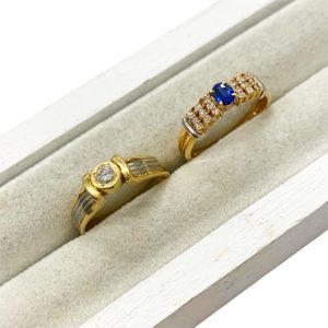 K18 Pt850 コンビ リング 指輪 ダイヤモンド サファイア アクセサリー