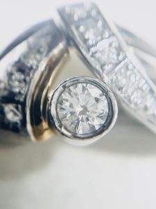 Pt900/K18 ダイヤモンド0.32Ct リング