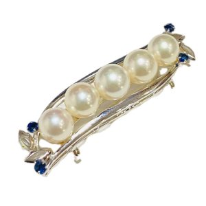 K14ホワイトゴールド（14金ホワイトゴールド） パール付き帯留め