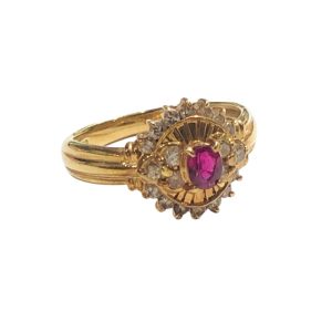 K18 18金 ルビー0.3ct メレダイヤモンド0.31ct リング