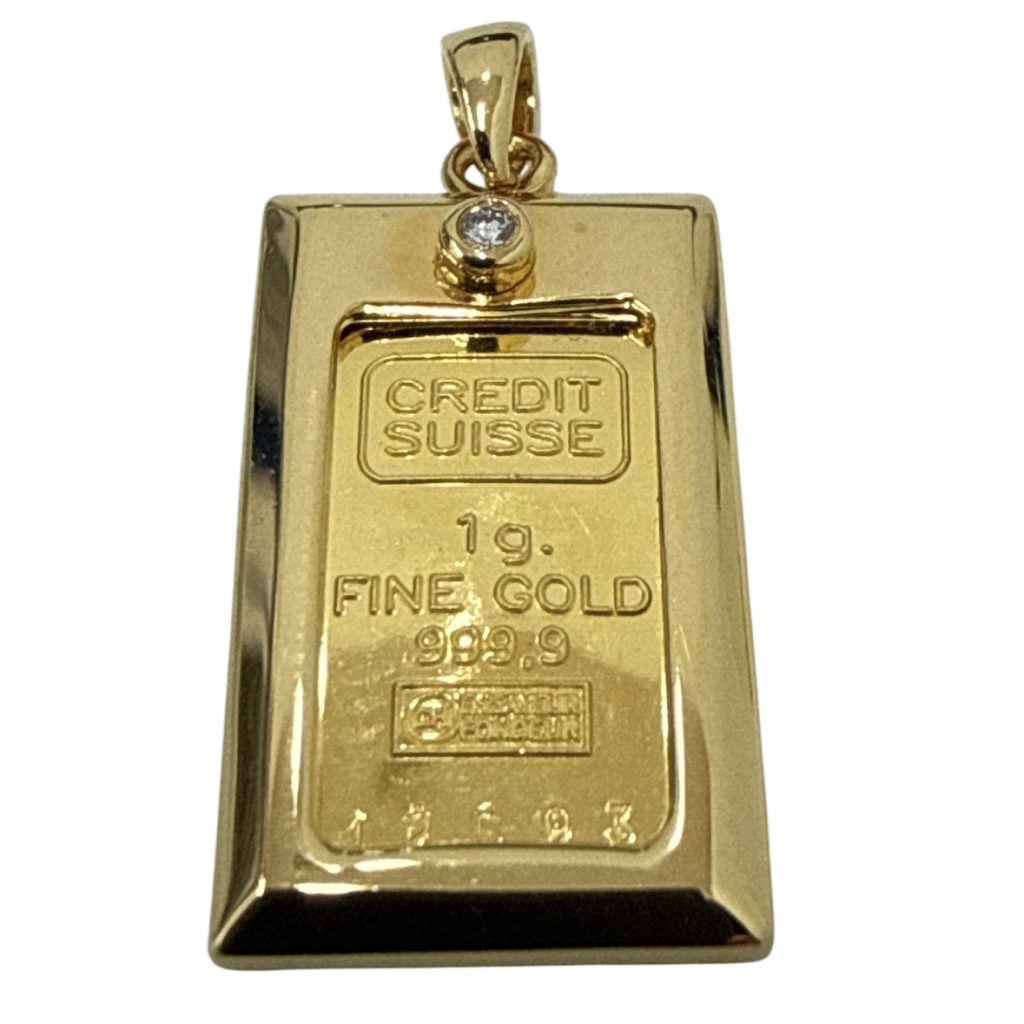 IG インゴット K18 18金 ネックレストップ メレダイヤ付き