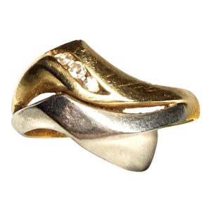 K18 Pt850 メレダイヤ付きコンビリング