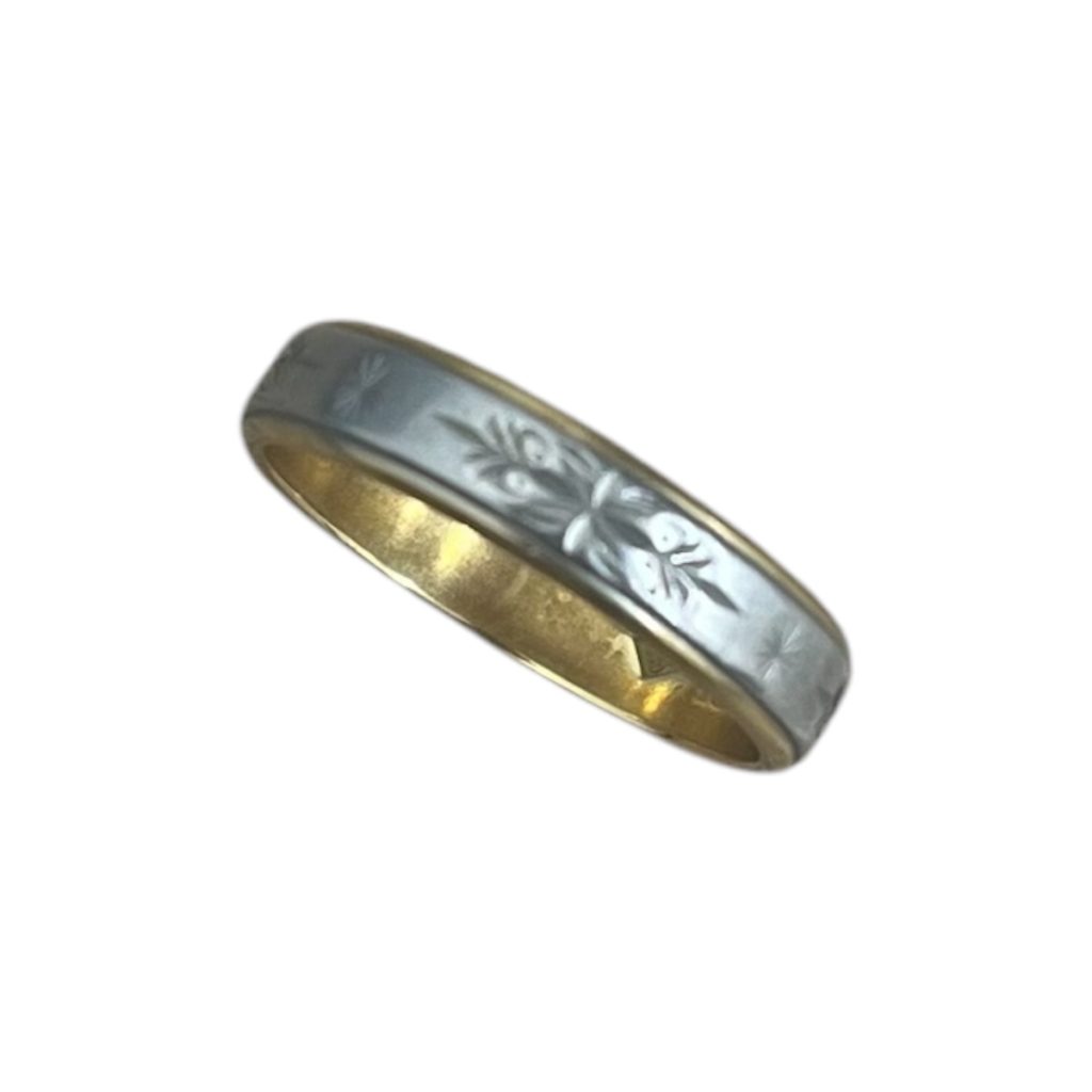 K18/Pt900 リング 石なし コンビ 金ベース ハーフ プラチナベース