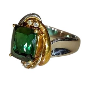 K18/Pt900 18金 750 石付コンビリング