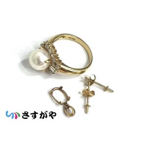 K18 パールリング ピアス トップ
