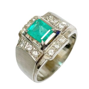Pt900 ノンオイルエメラルド ダイヤモンドリング EM 0.37ct D
