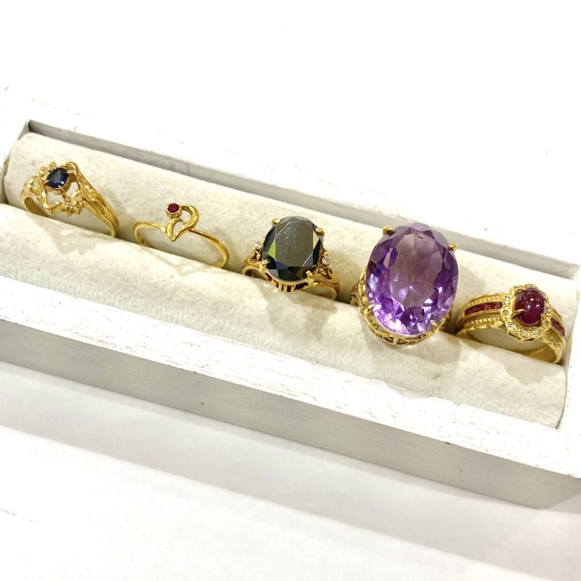 【K18ジュエリーリングまとめ】18金・サファイア・ルビー・オニキス・アメジスト・貴金属・アクセサリー