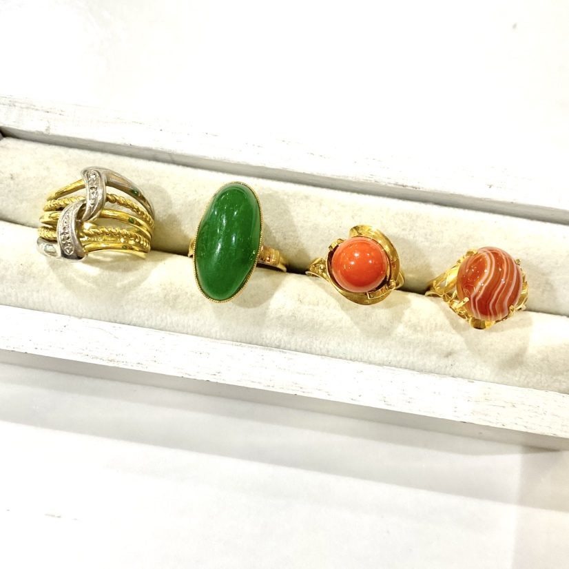 【K18ジュエリーおまとめ】18金・メレダイヤモンド・翡翠(ジェイド)・珊瑚・貴金属・アクセサリー・ジュエリー・宝石