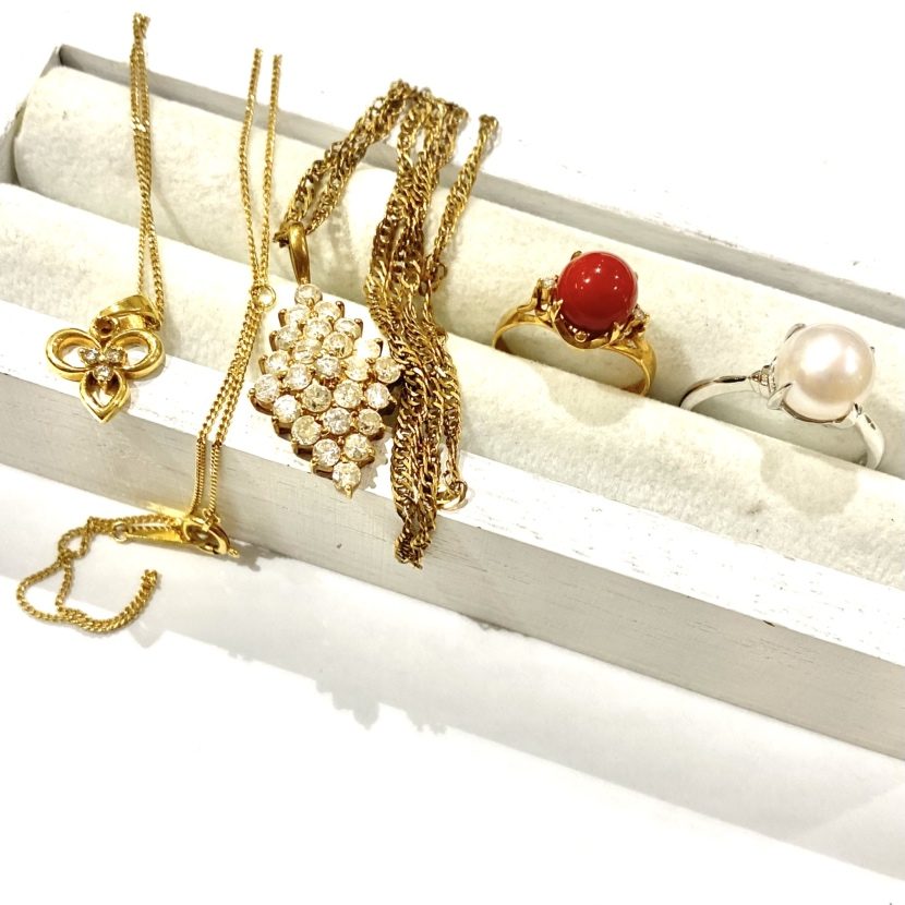 【K18 ジュエリー まとめ】18金・メレダイヤモンド・珊瑚・パール・貴金属・指輪・ネックレス・アクセサリー