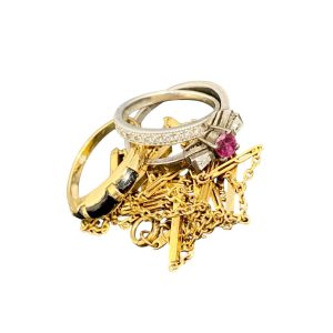 K18ネックレス / Pt900リング ダイヤ付