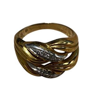 K18/Pt900 9:1 リング 石付き