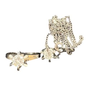 Pt900 ( プラチナ900 ) リング / Pt850 (プラチナ850 ) ネックレス ダイヤモンド付き