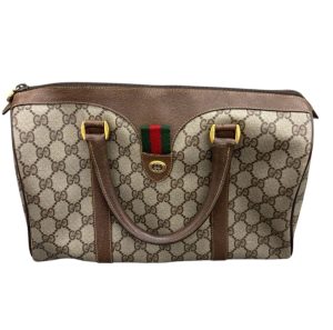 OLD Gucci スクエアミニボストン（茶・縦シェリー）×カジュアル