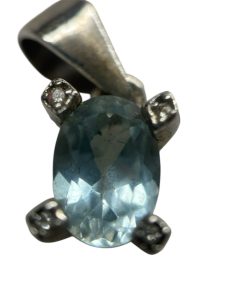 Pt900(プラチナ)アクアマリン・ダイヤモンド付きネックレストップ