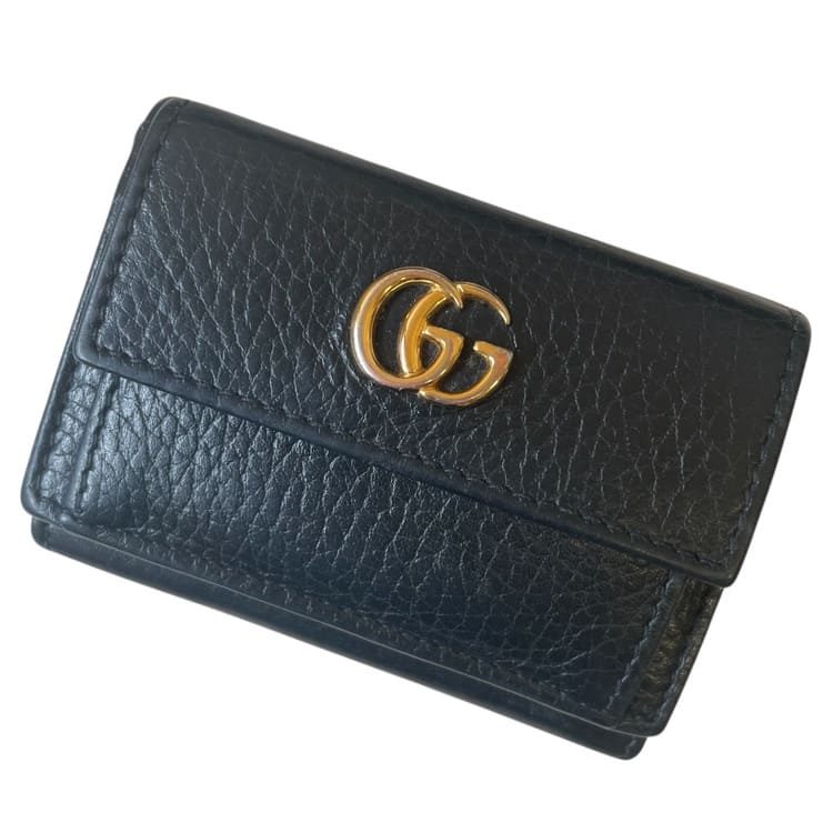 グッチ GUCCI 3つ折財布 GGマーモント ブラック