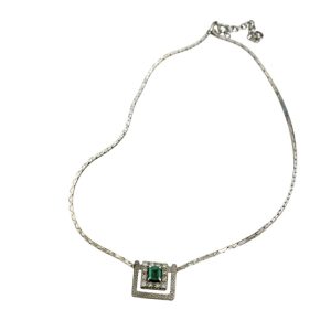Pt900 プラチナ エメラルド ダイヤモンド ネックレス