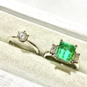 Pt900 エメラルド リング 0.86ct/0.51ctの買取実績 | 買取専門店さすがや 