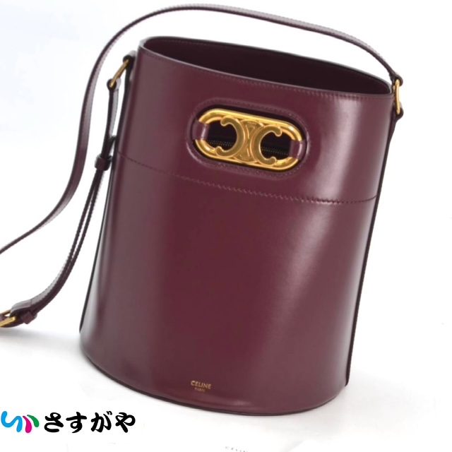 CELINE セリーヌ マイヨン トリオンフ バケット ワインレッド ブランドバッグ