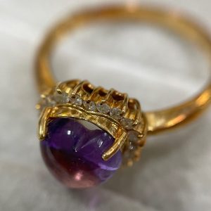 石付きリングの高価買取店| アメジスト メレダイヤ付きK18リングの買取| つくばみらい市寺畑