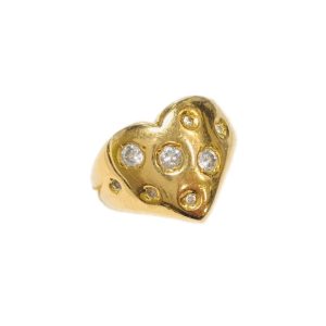 K18（18金）メレダイヤモンド付き ハートモチーフリング