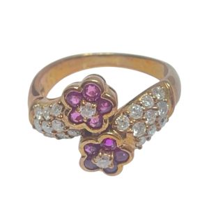 K18 ルビー　ダイヤモンド付き　リング